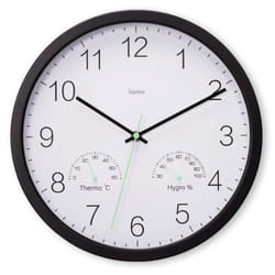 Hama Santorini Horloge à quartz Rond Noir, Blanc