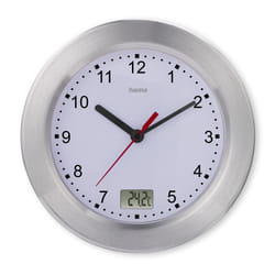 Hama Mauritius Horloge à quartz Rond Argent, Blanc