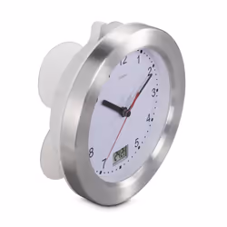 Hama Mauritius Horloge à quartz Rond Argent, Blanc