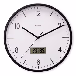 Hama Lanzarote, Mur, Horloge radio-pilotée, Cercle, Noir, Plastique, Verre