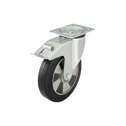 Roue de guidage poids lourd av blocage l-alev 100K-FI, charge 200kg roue diam. 100mm, dim plaque 100x85mm