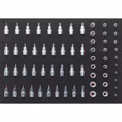 Vigor V2837, Ensemble de douilles, 1/4+3/8+1/2", Métrique, 64 tête(s), 5,6,7,8,10,12,14,17,19 mm, 1/2,1/4,3/8"