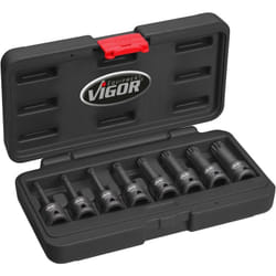 Vigor - Jeu de douilles mâles à chocs, denture multiple ∙ xzn ∙ V7018 ∙ Carré creux 1/2 pouce (12,5 mm) ∙ Profil denture multiple intérieur xzn ∙ 8