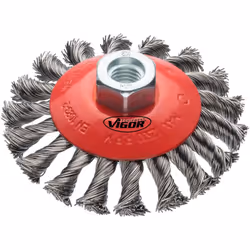 VIGOR V6805 BROSSE POUR MEULEUSE D'ANGLE À TÊTE BOMBÉE ARGENTÉ DIAMÈTRE 100 MM FILETAGE M14 X 2,0)
