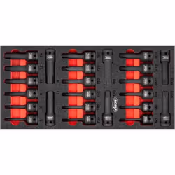 Vigor V5603, Ensemble de douilles, 1/2", Métrique, 24 tête(s), 5,6,8,10,12,14,17,19 mm, T30, T40, T45, T50, T55, T60, T70, T8 ...