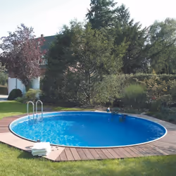 Description générale Piscine hors-sol en acier, enterrée, de forme ronde avec un diamètre de 4,50 mètres et une hauteur de 1, ...