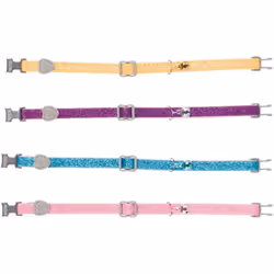 Collier chat nylon - Couleur selon disponibilite Collier chat bande tissée réglable en continu avec clochette avec fermeture ...
