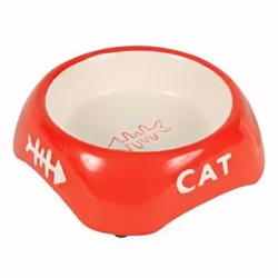 Lot de 4 gamelles pour chat ovale pattes/motif poisson en céramique Trixie