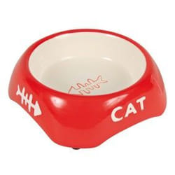 Lot de 4 gamelles pour chat ovale pattes/motif poisson en céramique Trixie