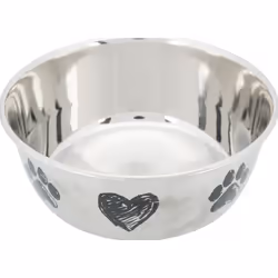 TRIXIE Gamelle en acier inox, Chien, Acier inoxydable, Argent, Gamelle à nourriture pour animaux de compagnie, Motif, 2 L