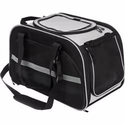 TRIXIE Valery, Sac en toile pour animaux de compagnie, Chat, 9 kg, Ouverture supérieure, frontale et latérale, Noir, Gris, Mo ...
