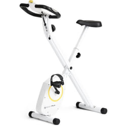SportPlus Vélo dappartement X-Bike pliable pour la maison blanc avec 8 niveaux support pour tablette & Bluetooth jusquà 110 kg