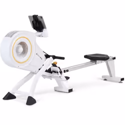 Rameur Turbine à Air SportPlus - SP-MR-010-W-iE - Musculation - Ordinateur de Contrôle - Récepteur de Pouls