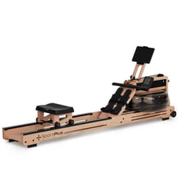 Rameur à eau - SportPlus SP-WR-1800 en bois avec écran dentrainement et Bluetooth