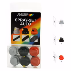 Le set de buses auto permet d'appliquer avec précision la peinture Motip (dans sa teinte d'origine) sur votre véhicule.