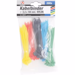 Kraftmann 80875 serre-câbles Attache pour câble d'échelle Nylon Noir, Bleu, Vert, Rouge, Jaune 200 pièce(s)