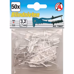 Kraftmann 75847, Rivets aveugles, Aluminium, Aluminium, Tête bombée, BGS 75845, 400, 403, 401, 3,2 mm