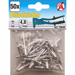 Kraftmann 75849, Rivets aveugles, Aluminium, Aluminium, Tête bombée, BGS 75845, 400, 403, 401, 4,8 mm