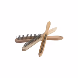 FORCE HOMME 85815 BROSSES EN FIL DE 3 PIÈCES, MANCHE EN BOIS, 2?3 DE 4 RANGÉES