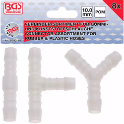 Pour relier des tuyaux de matière plastique et caoutchouc Convient pour le diamètre interne de tuyau 10 mm Matériau POM, rési ...