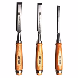 Jeu de ciseaux à bois - KRAFTMANN - 50240 - 3 pièces - Manche en bois - Marron