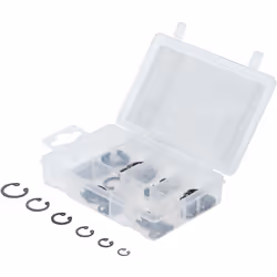 Dans boîtier d’assortiment Étendue de la livraison: 20 circlips Ø 8 mm 20 circlips Ø 10 mm 16 circlips Ø 12 mm 10 circlips Ø ...