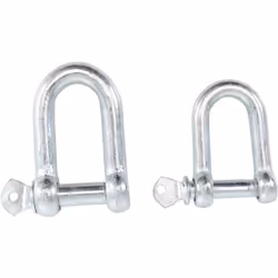 Manilles droites de type D avec goujon à œillet Tailles: 8x31 mm (longueur 50 mm) et 10x37 mm (longueur 62 mm) Charge de trav ...