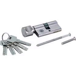 Cylindre de serrures de sécurité - KRAFTMANN - 85260 - 60 mm - Avec bouton rotatif - 5 clés incluses
