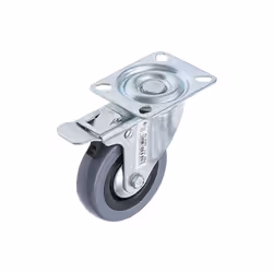 Roue à roulement à billes avec plaque de fixation. Diamètre des roues : 75 mm - Hauteur totale : 95 mm. Charge maximale : : 5 ...