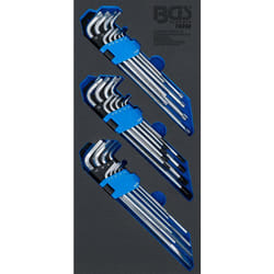 Bgs Technic - Insert de servante d'atelier 1/3 : Jeu de clés allen extra long profil t (pour Torx), profil t (pour Torx) avec perçage, six pans