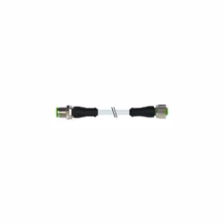 M12 sur prise M12. PUR-OB 4x0.34 Gris UL, CSA + remorque 5 m. Connecteur Fiche mâle M12. vers M12 femelle. Technique de racco ...