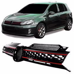 Calandre avant ABS VW Golf 6 GTI de 2008 a 2012 Noir - Rouge sans embleme-41173450