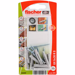Fischer 503808, Kit de fiches murales et vis, Brique, Béton, 30 mm, 5 mm, 4,5 cm, 3,5 mm