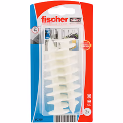 Fischer 512238, Fiche murale, 90 mm, 6 mm, 2 pièce(s), Ampoule