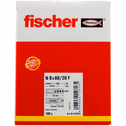 Fischer 513701 ancrage à vis et cheville murale 100 pièce(s) Kit de fiches murales et vis 60 mm