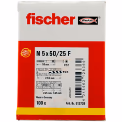 Fischer 513738 ancrage à vis et cheville murale 100 pièce(s) Kit de fiches murales et vis 50 mm