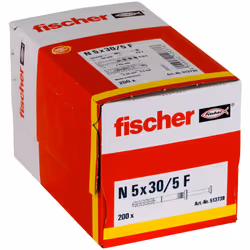 Fischer 513739 ancrage à vis et cheville murale 200 pièce(s) Kit de fiches murales et vis 30 mm