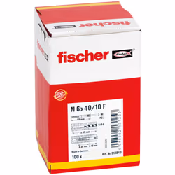 Fischer 513840 ancrage à vis et cheville murale 100 pièce(s) Kit de fiches murales et vis 40 mm