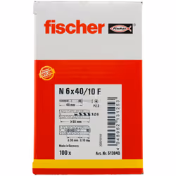 Fischer 513840 ancrage à vis et cheville murale 100 pièce(s) Kit de fiches murales et vis 40 mm - Vue supplémentaire 4