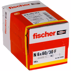 Fischer 513841 ancrage à vis et cheville murale 100 pièce(s) Kit de fiches murales et vis 60 mm