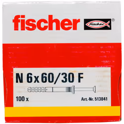 Fischer 513841 ancrage à vis et cheville murale 100 pièce(s) Kit de fiches murales et vis 60 mm - Vue supplémentaire 4