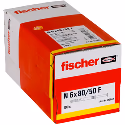 Fischer 513842 ancrage à vis et cheville murale 100 pièce(s) Kit de fiches murales et vis 80 mm