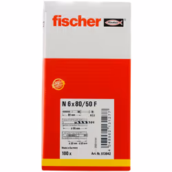 Fischer 513842 ancrage à vis et cheville murale 100 pièce(s) Kit de fiches murales et vis 80 mm