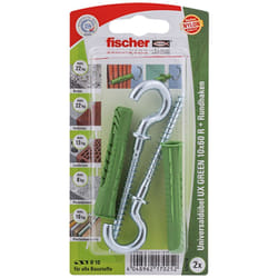 2x chevilles universelles ux green 10 x 60 mm r rh avec bord et crochet rond - 520710 - Fischer