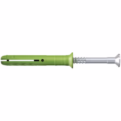 Fischer 524845, Kit de fiches murales et vis, Ciment aéré placé en autoclave, Brique, Béton, Bloc Gypsum, Plastique, Vert, Ac ...