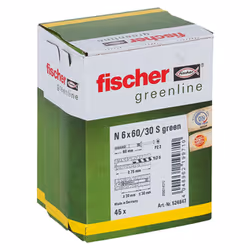 Fischer 524847 ancrage à vis et cheville murale 45 pièce(s) Kit de fiches murales et vis 60 mm