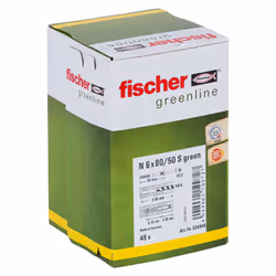 Fischer 524848 ancrage à vis et cheville murale 45 pièce(s) Kit de fiches murales et vis 80 mm