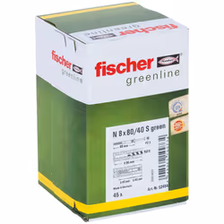 Fischer 524849 ancrage à vis et cheville murale 45 pièce(s) Kit de fiches murales et vis 80 mm