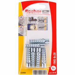 Fischer 532689, Kit de fiches murales et crochets, Brique, Béton, 38 mm, 1 cm, 4,6 cm, 6 pièce(s)