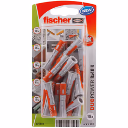 Fischer 534994, Kit de fiches murales et vis, Brique, Béton, 40 mm, 8 mm, 5 cm, 4,5 mm